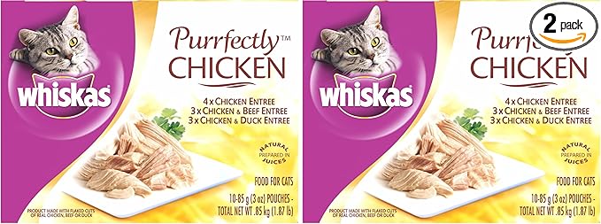 Whiskas Purrfectly Chicken Variety Pack Wet Cat Food 3 Ounces,40 Count (Pack of 2)