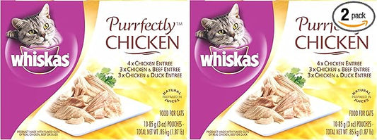 Whiskas Purrfectly Chicken Variety Pack Wet Cat Food 3 Ounces,40 Count (Pack of 2)