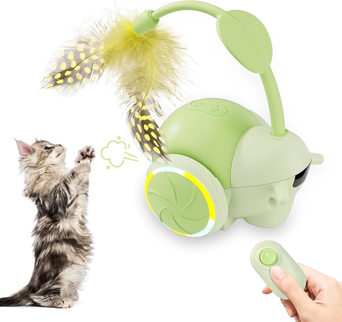 Pawingcat Cat Toys for Bored Indoor Adult Cats,Remote Control Cat Toy with 4 Directions,LED Lights Interactive Remote Control Dog Toy (Green)