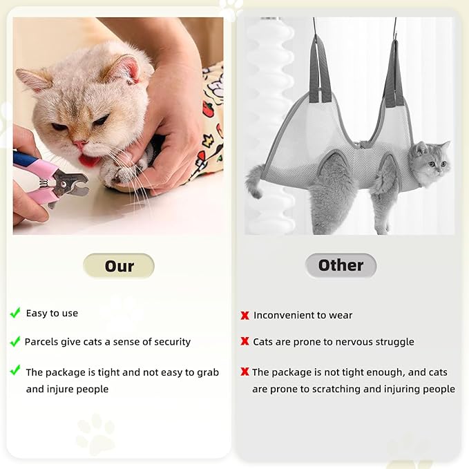Cat Wrap for Grooming Cutting Nails Velcro Fabric for Cats Restraint for Nail Clipping Self Adherent Anti Bite Anti Scratch Swaddle Burrito Wrap (Yellow, XL)
