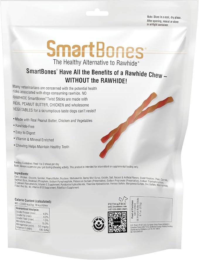 Smartbones 1200 Count Twists-Peanut Butter, One Size
