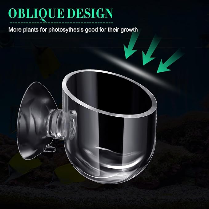CroBlissful 30 Pack Aquatic Plant Cups with Hole Acrylic Aquatic Plant Pot with Suction Cups Transparent Suction Cup Planter Fish Tank Plant Holder for Aquarium Aquascape Decoration, 2 Styles