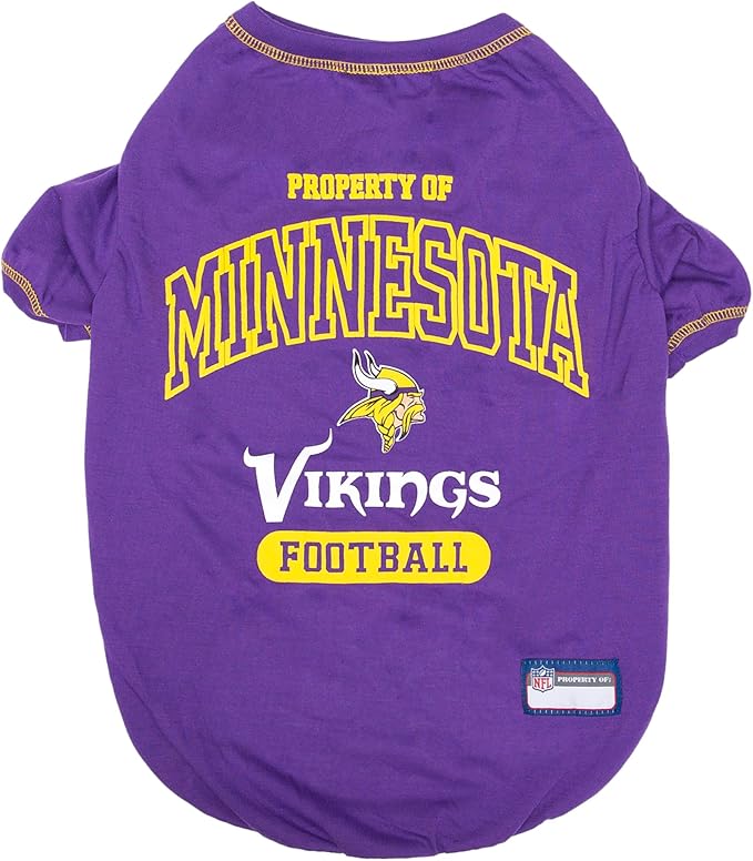 NFL Minnesota Vikings Dog T-Shirt for Pets, Size Small. Officially Licensed Pet Shirt with Team Logo, Soft Stretchable Comfort Fit Apparel for Dogs & Cats