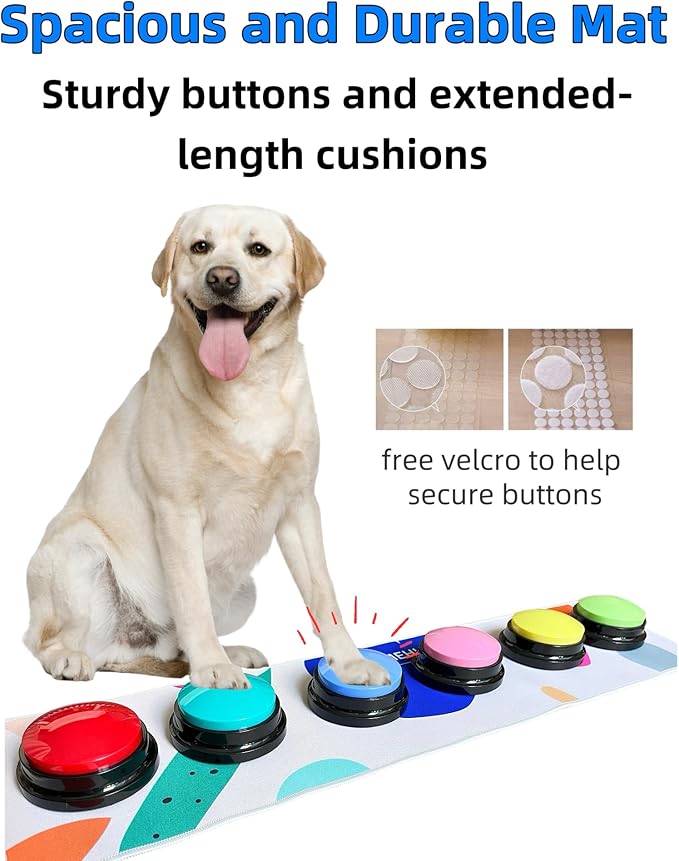 Dog Buttons for Communication - 30s Customizable Sound Button with Anti-Slip Mat & 25 Stickers,Loud and Clear Talking Buttons Set for Pets (4 Color)
