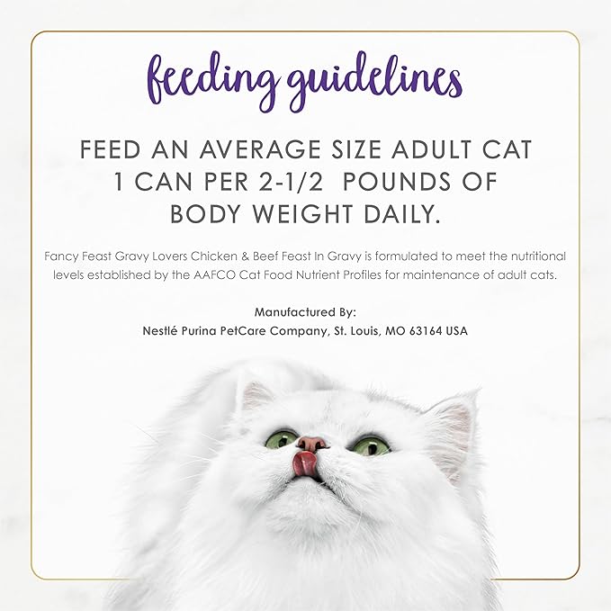 Fancy Feast Purina Gravy Lovers Chicken and Beef Feast Grilled Gourmet Cat Food in Wet Cat Food Gravy - 3 oz. Cans,(Pack of 48)