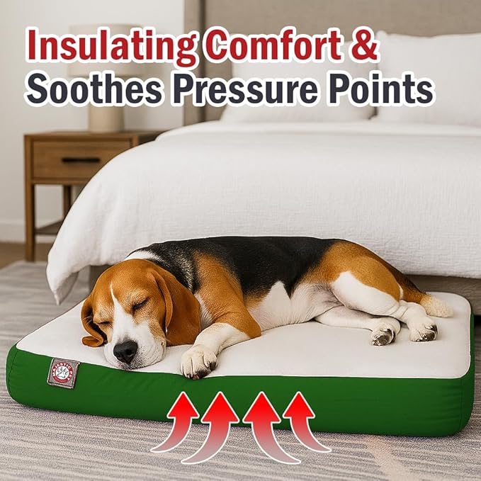 Majestic Pet 48x34x3 Inch Green Orthopedic Memory Foam Rectangle Dog Bed – Large Size Crate Dog Bed for Dogs with Joint Pain, Arthritis – Durable Pet Mattress with Egg Crate Foam, Washable Cover