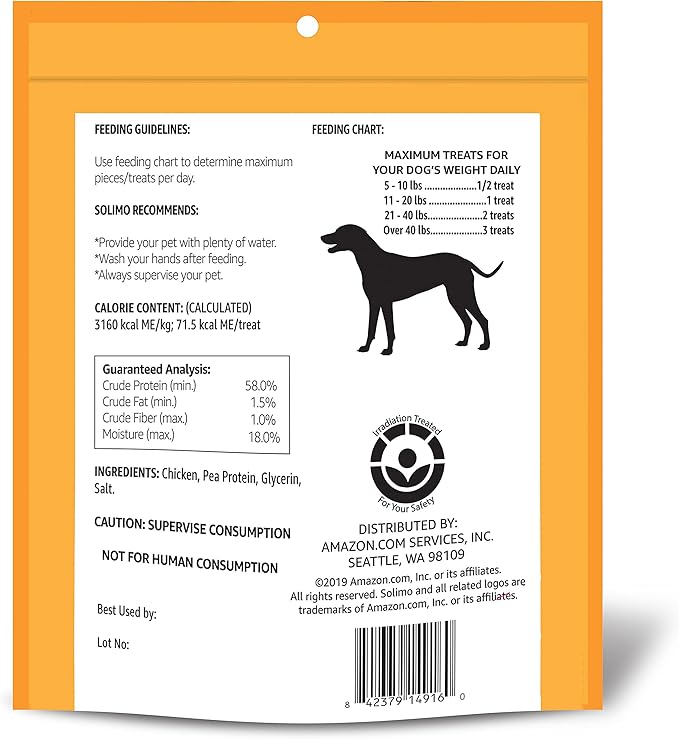 Amazon Brand - Solimo Chicken Jerky Dog Treats, 2 pounds (Packaging May (Pack of 2)