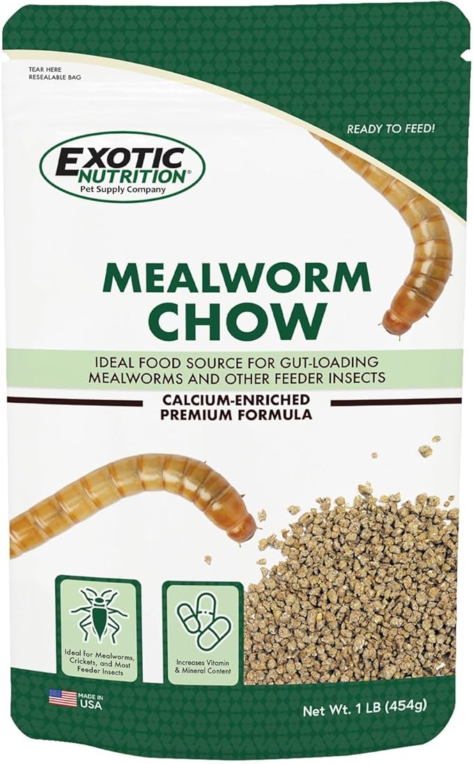 Exotic Nutrition Mealworm Chow 1 lb. - Highly Nutritional Healthy Feed for Breeding Live Feeder Mealworms (1 lb)