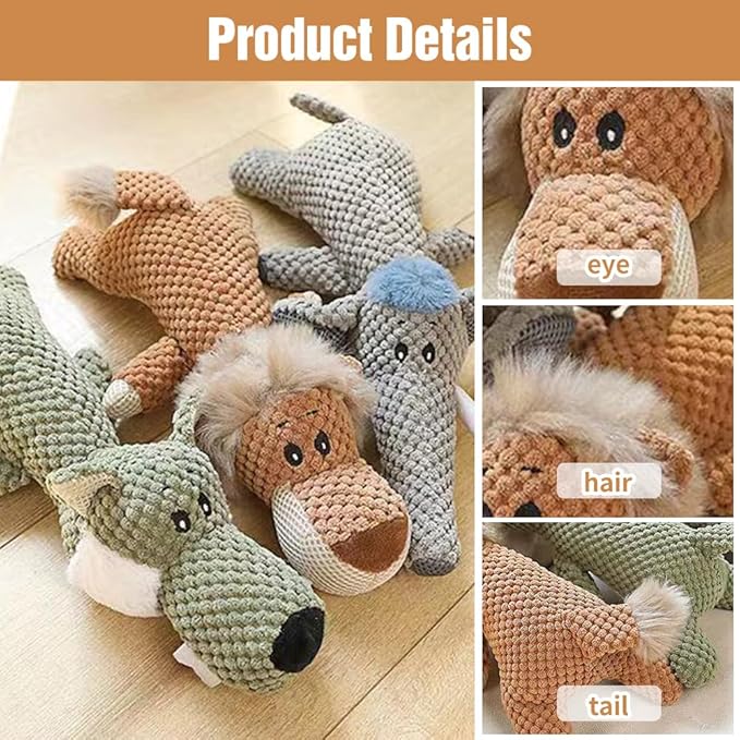ROWPOZ Dog Plush Toys for Aggressive Chewers, 2026 New Indestructible Dog Squeaky Toys Dogs Puppy Chew Toys, Durable Chew Toys Dogs Plush Toy to Keep Them Busy (Yellow Lion)