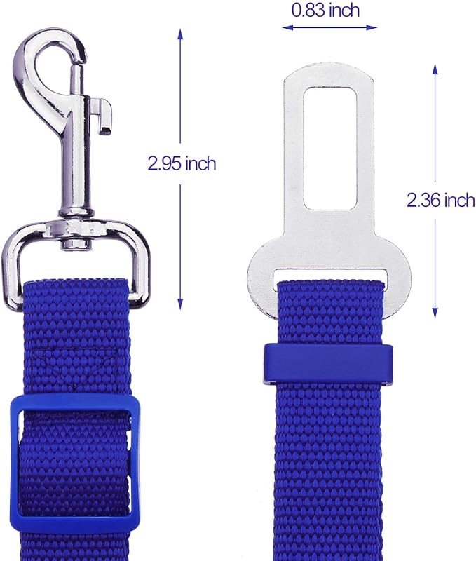 Elisel Elisel 2 Packs Adjustable Length Pet Dog Cat car seat Belt Pet seat Belt Pet Accessories for Dogs Cats and Pets (Blue)