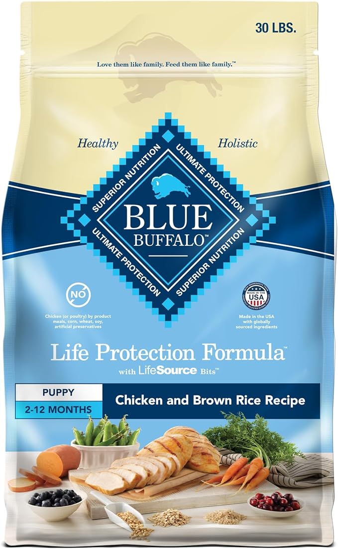 Blue Buffalo Life Protection Formula Puppy Dry Dog Food with DHA and ARA, Made with Natural Ingredients, Chicken & Brown Rice Recipe, 30-lb Bag