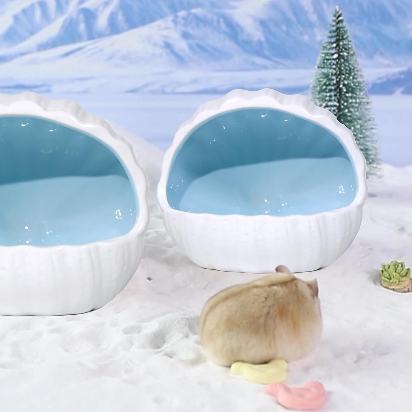 Ceramic Hamster Hideout Guinea Pigs House Guinea Pig Accessories Sand Bathes for Small Pets Hamster Accessories for Cages for Guinea Pigs Chinchillas Gerbils Hedgehogs (Blue)