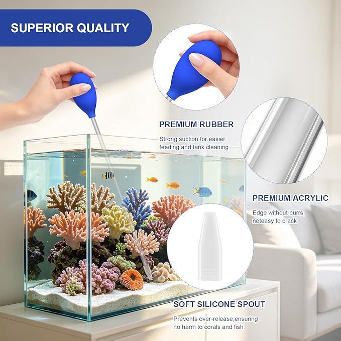 4 Pcs 18.5" Long Coral Food Feeder Pipette – Aquarium Cleaning Tools & Spot Feeding Tube for Fish Tank Marine Reef, Long Syringe for Aquatic Plant Spider Snake Lizard Axolotl Accessories (4)