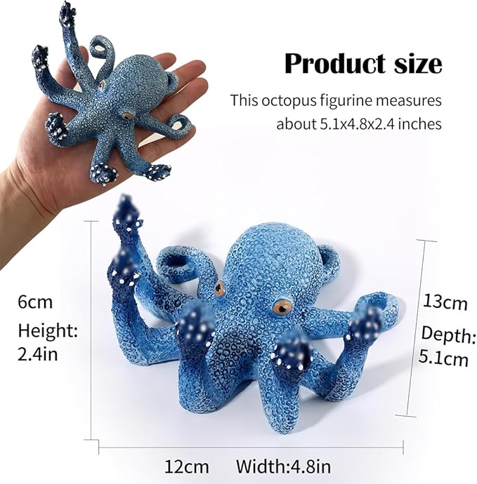Octopus Aquarium Decorations Glow Fish Tank Decorations Aquarium Accessories for All Kinds of Fish and Aquatic Pets Resin Decorative Octopus Sculpture Garden Decor Ornaments (Blue Octopus)