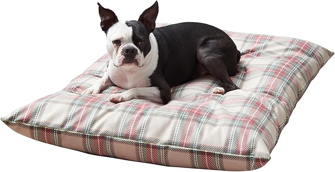 Happy Hounds Charlie Holiday Plaid Throw Pillow Dog Bed, Medium (42 x 30 in.)