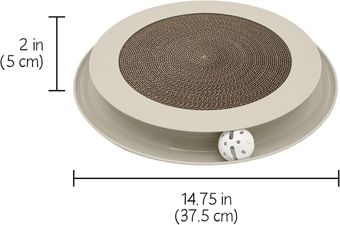 Kitty City Round Swat Ball Track Cat Toy with Scratcher, Interactive Toy for Cats and Kittens, Tan