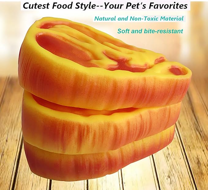Pet Chew Toy Interactive Dog Food Toy Bite Sandwich 3 Pack Soft Non-Toxic Teeth Cleaning Dog Toys Squeaky for Puppies Small Dogs Cats DT11 Steak