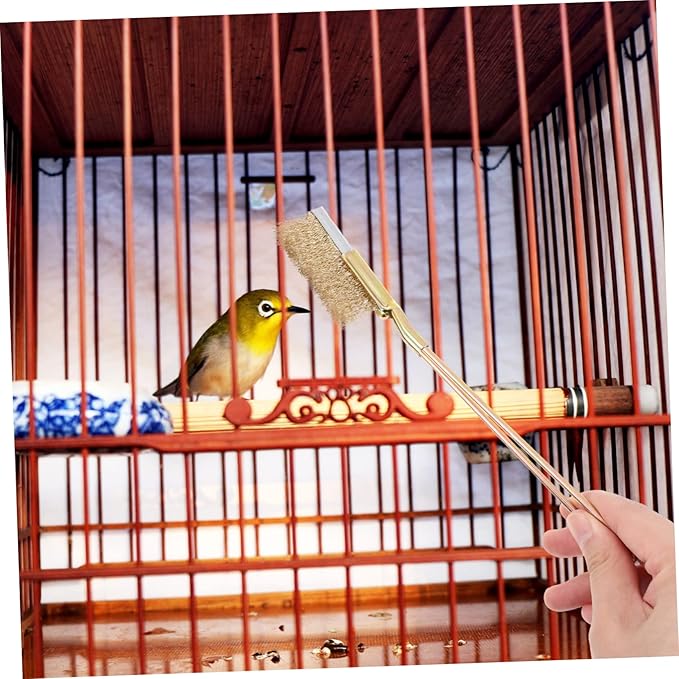 1set Cage Cleaning Brush for Bird Cages Wire Brush Handle for Parrot and Bird Care Effortless Cleaning