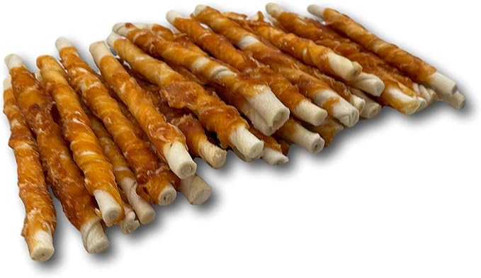 Top Dog Chews - All Natural Chicken Wrapped Rawhide Dog Twists (50 Pack), Natural Chew Sticks for Healthy Teeth and Happy Dogs, Delicious Dog Treats for Canine Dental Care