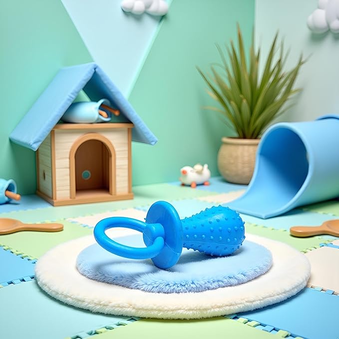 Blue Dog Pacifier,Chew Toys,Mini Bite Resistant Bell Shape Rubber Pacifier,Pet Dog Puppy Molar Chew Training Toy,Bell Chewing Playing Training Toys for Pet Puppy Cat Supplies 1 Piece