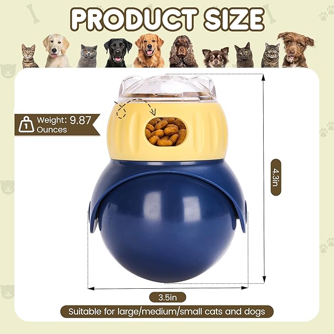 Interactive Cat Toy & Puzzle Feeder - Slow Feed Bowl Treat Dispenser for Indoor Cats and Kittens, Adjustable Food Game for Mental Stimulation and Bloat Prevention