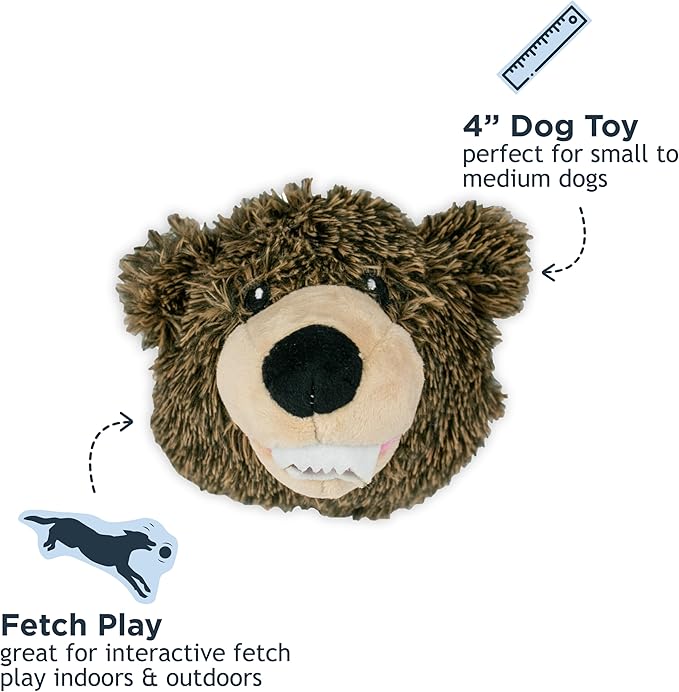 Tall Tails 2-in-1 Fetch Ball Dog Toy, Grizzly