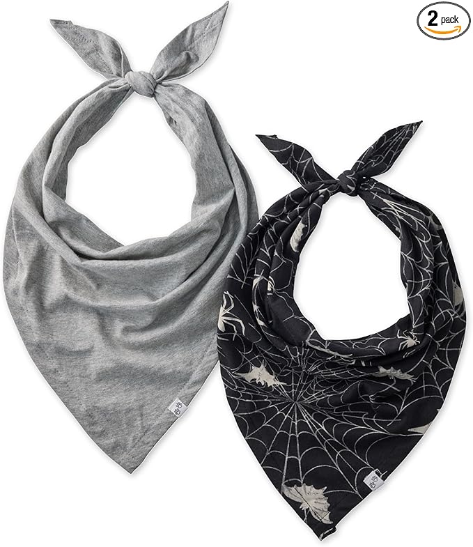 Pet Passion Bandit - The PET Bandana 100% Organic Cotton Pet Bandanas Clothes for Small, Medium, Large Dogs, 2-Pack Batty Black, Medium/Large