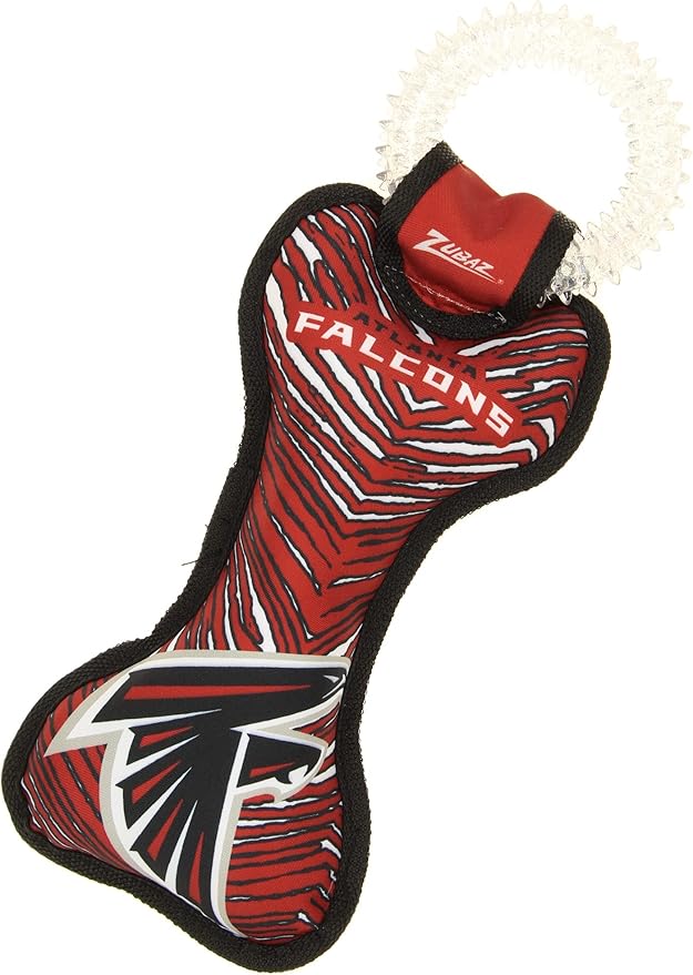 Zubaz NFL Team Logos and Colors Ring Tug Toy with Squeaker for Dogs, Atlanta Falcons