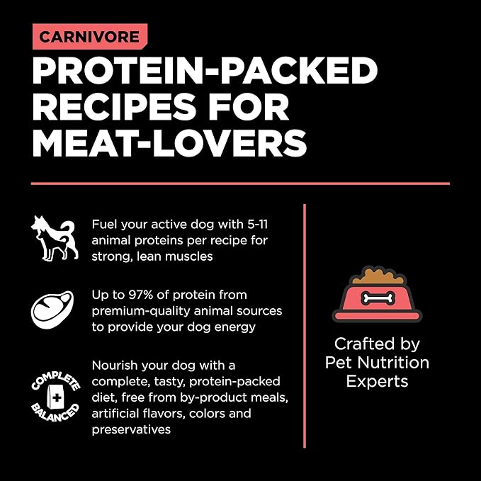 Go! Solutions Carnivore Salmon + Cod Grain-Free Dry Dog Food, Our Highest-Protein Kibble Made with Real Meat & Fish, Chicken-Free Recipe, for Puppies, Adults & Seniors, 22 lb Bag