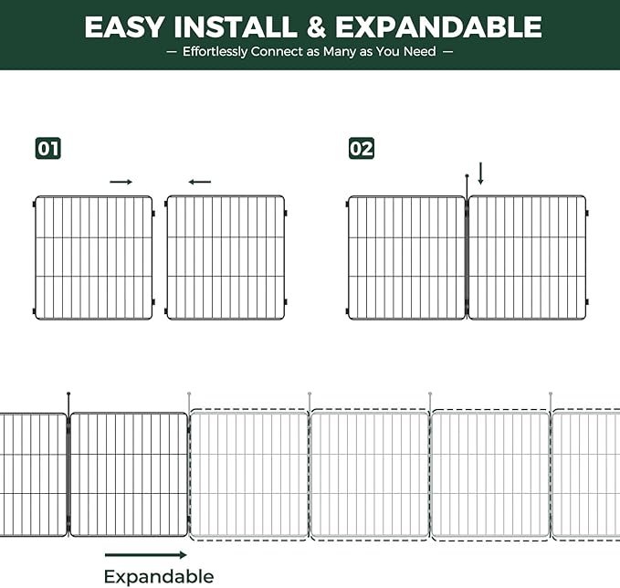 FXW MiniPaws Unleashed Dog Playpen, Expandable & Portable Design for Yard, RV Camping and Indoor Use, for Small and Medium Dogs, 32-inch 8 Panels