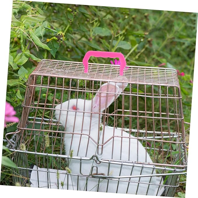Happyyami 20pcs Pet Cage Handles Set Ergonomic Durable and Portable Birdcage Accessories for Hamsters Easy to Install Multi-use Black and Pink for Safe Transport