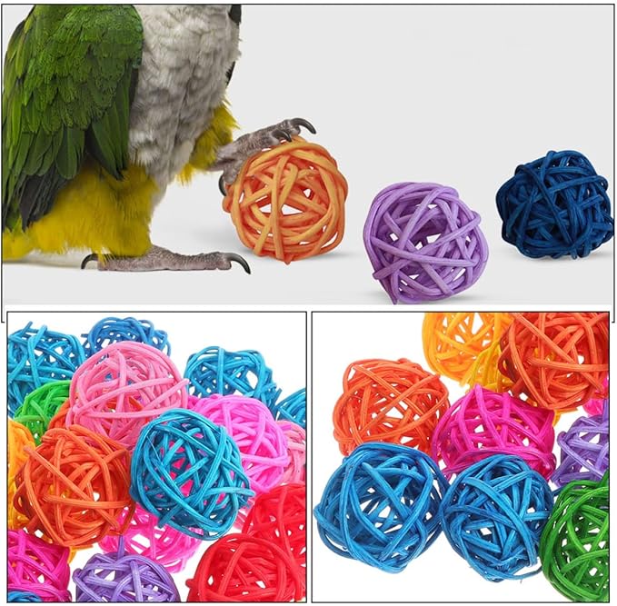 Alasum 20Pcs Rattan Chew Balls for Small Pets Lightweight Hamster Rabbit Guinea Pig Portable DIY Accessories for Bird Cages and Home Decor Random Colors