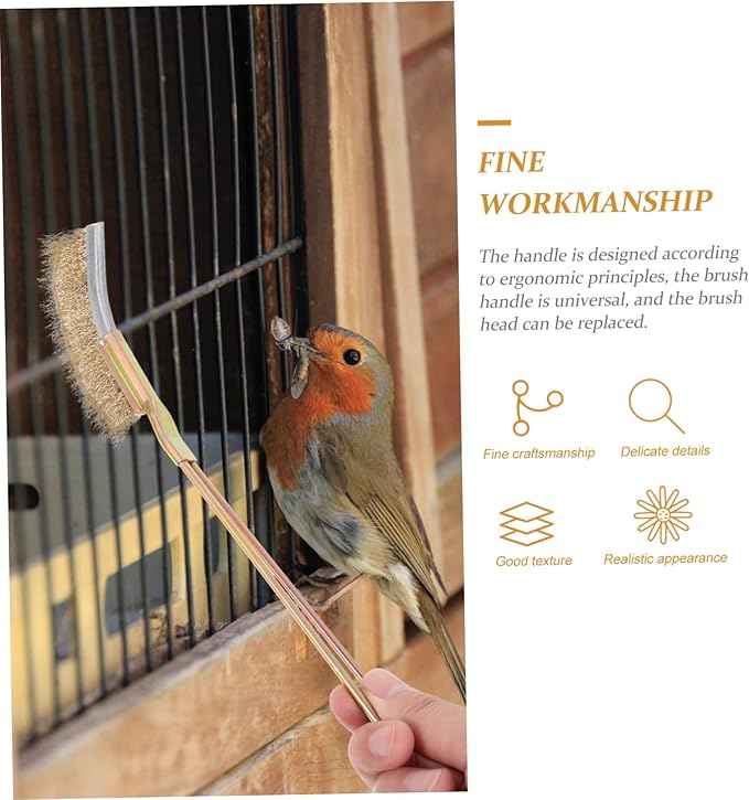 1Set Long Handle Bird Cage Cleaner Brush Wire Brush with Angled Heads for Cleaning of Bird Cages Bird Cage Accessories for