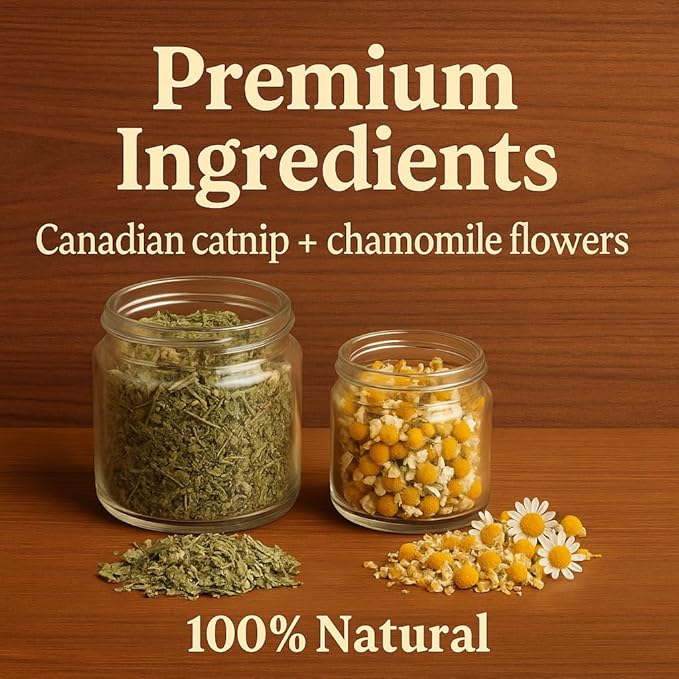 Whisker Zen Natural Catnip and Chamomile Blend for Cats, Calming Herbal Mix (4oz Bag)