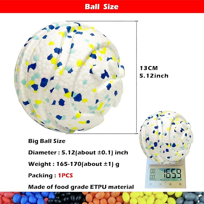Dog Ball Squeak Toys (Bell Ball 5.12in White B)