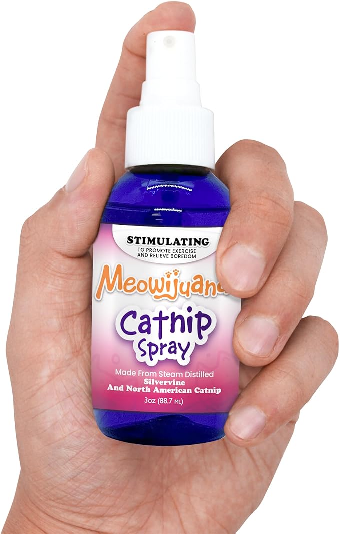 Meowijuana Catnip & Silvervine Spray - 3 oz | High Potency Formula | Natural Formula for Pet Owners & Multi-Cat Households | Enhance Playtime & Relaxation | Perfect for New Cat Owners