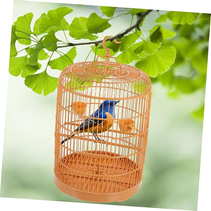 Toyvian Decorative Hanging Plastic Bird Cage for Small Animals Round Shaped Multi Functional Pet Cage for Parakeets Hamsters Small Parrots and Stylish Design