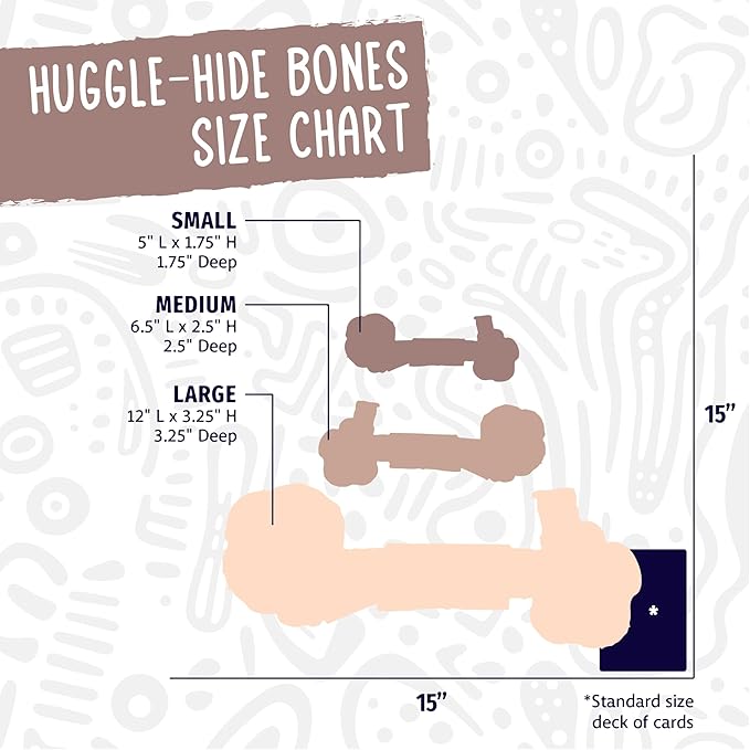 HuggleHounds Huggle-Hide Knotted Bone - Leather Dog Toys for Aggressive Chewers, Interactive for Small or Large Breeds, Tough & Durable - Leather Bone, Small