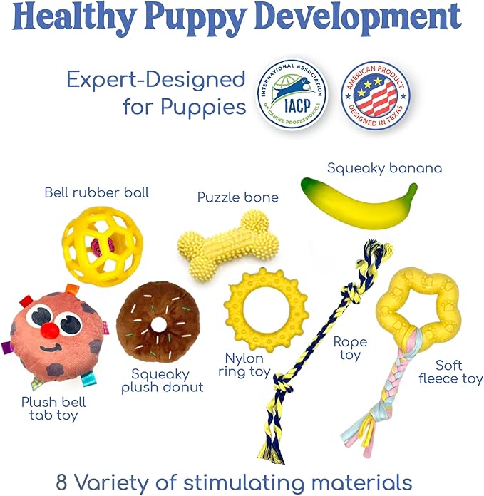 Race&Herd Puppy Play Gym, Dog Play Mat, 8 Bungee Straps Interactive Puppy Active Toys - Small Dog Jungle Gym 19.5" Frame with Playground Set Indoor Enrichment Activity Center (Yellow)