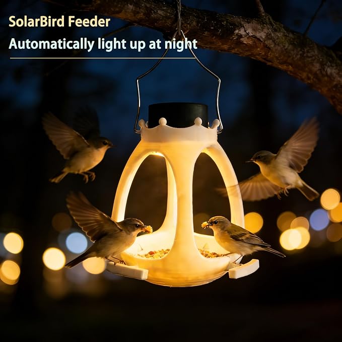 Solar Bird Feeder for Outdoors Hanging - 2026 Innovative Crown Wild Bird Feeders for Outside, Waterproof Eco-Friendly Polymer Bird Houses for Backyard Birding & Wildlife Decor (2)