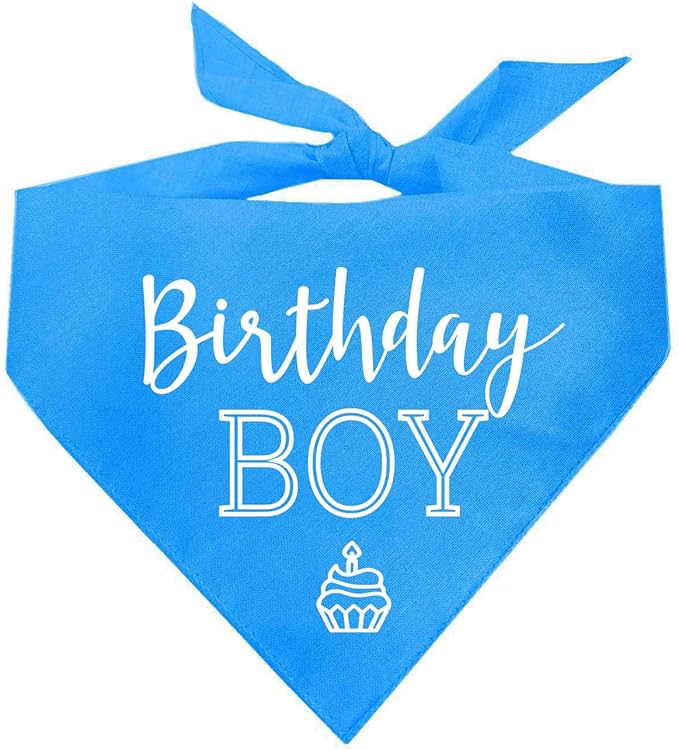 Birthday Boy with Cupcake Dog Bandana | 100% Cotton | Made in USA | Birthday | Pawty | Party Theme | Celebration Supplies | Photoshoot | Turquoise X-Small (214)