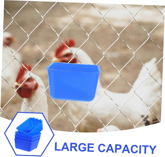 Kisangel 4pcs Hanging Bird Cage Bowls Feeding Cups for Rabbit Chicken Easy Install Water Dispenser Portable Feeder for Birds and Pets Blue