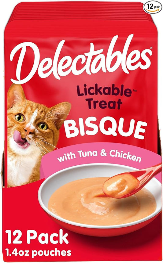 Delectables Bisque Lickable Wet Cat Treats - Tuna & Chicken, 1.4 oz (Pack of 12)