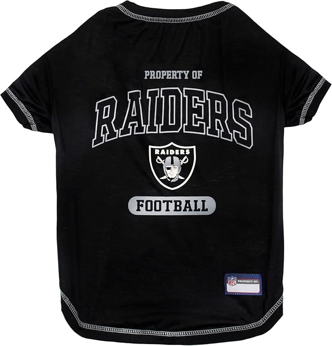 NFL Raiders Dog T-shirt Medium. - Licensed Shirt for Pets Team Colored with Team Logos- Premium Stretchable Materials for the comfort of your Dog & Cat