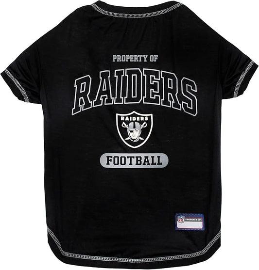 NFL Raiders Dog T-shirt Medium. - Licensed Shirt for Pets Team Colored with Team Logos- Premium Stretchable Materials for the comfort of your Dog & Cat