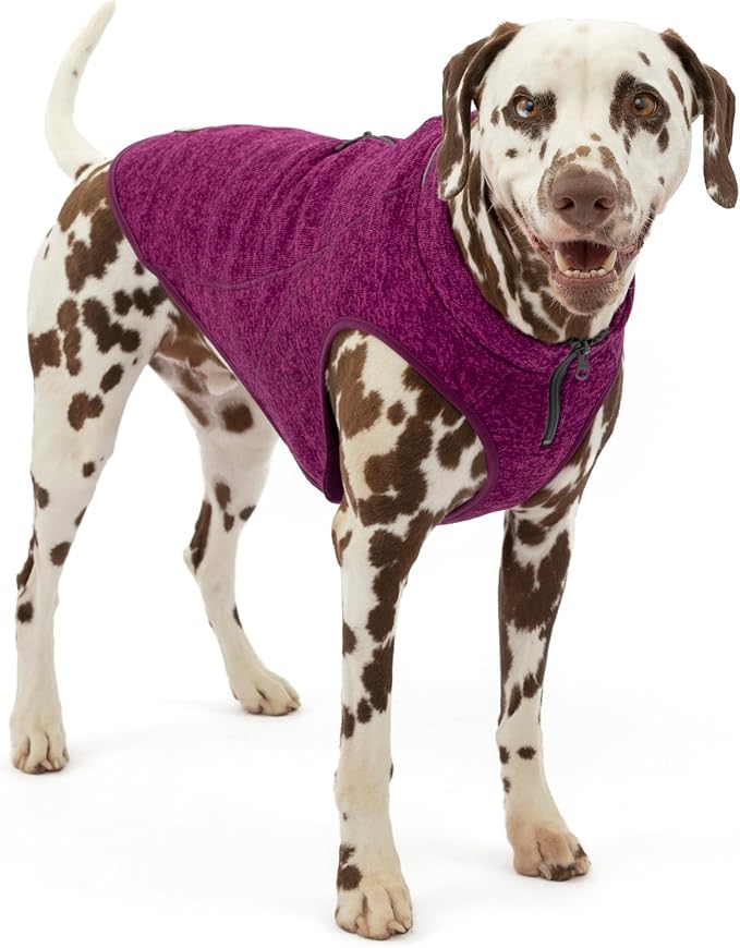 Kurgo Core Dog Sweater, Knit Dog Sweater With Fleece Lining, Cold Weather Pet Jacket, Zipper Opening for Harness, Adjustable Neck, Year-Round Sweater for Large Dogs (Heather Violet, X-Large)