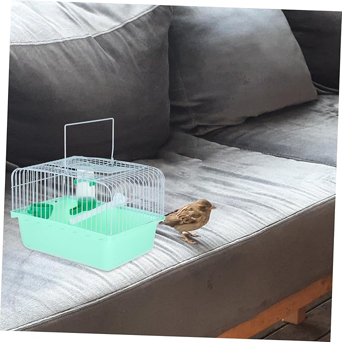 Healifty Portable Bird Cage with Perch Food Box Water Bottle Spacious Metal Travel Carrier for Small Birds Parrots Lovebirds and Multiple Small Animals Comfortable Movement Random Color