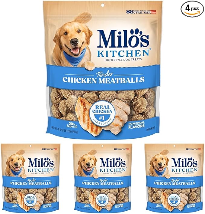 Milo's Kitchen Chicken Meatballs Dog Treats, 28 Oz. Bag (Pack of 4)