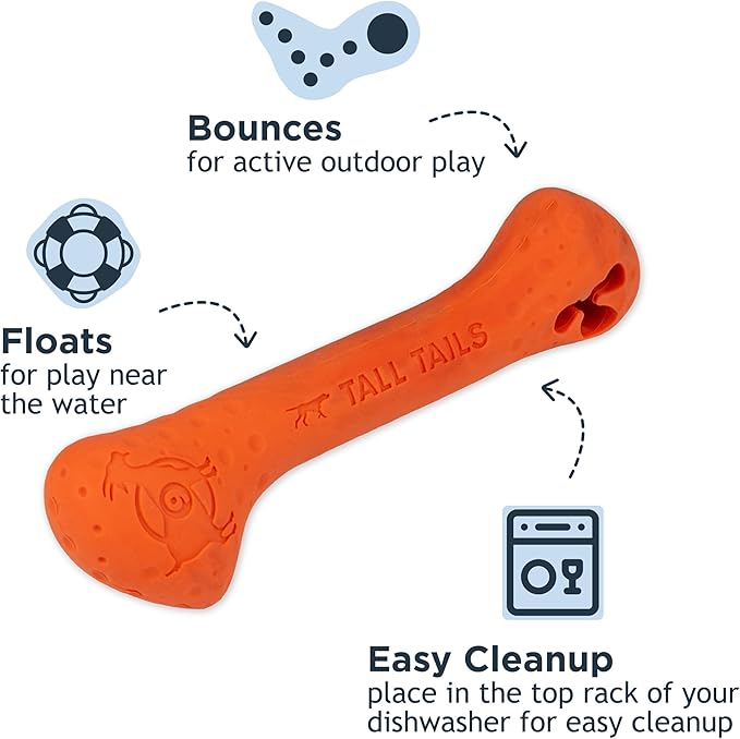 Tall Tails G.O.A.T. Greatest of All Toys Sport Fetch Bone Toy for Dogs, Medium