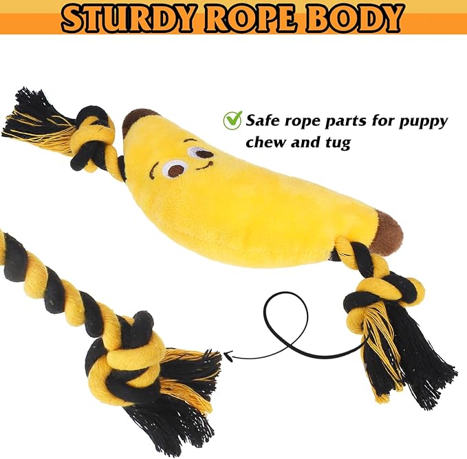 PUPTECK Funny Dog Squeaky Chew Toys - 3 PCS Cute Monkey Plush Stuffed Toys for Puppy Pet Tugging Playing